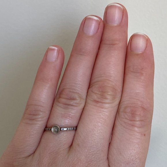 NEW Labradorite Sterling Silver Stacking Ring Size 6.25 Lightly Oxidized - Picture 3 of 3